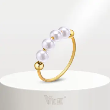 1PC StainlessSteel Ring Fidget Beads Ring Spinner Simulated