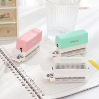 6 Hole Mini Stapler Portable Multifunction Cute Punch Machine Notebook Office Document Bookbinding Organizer Stationery Supplies Staplers Punches