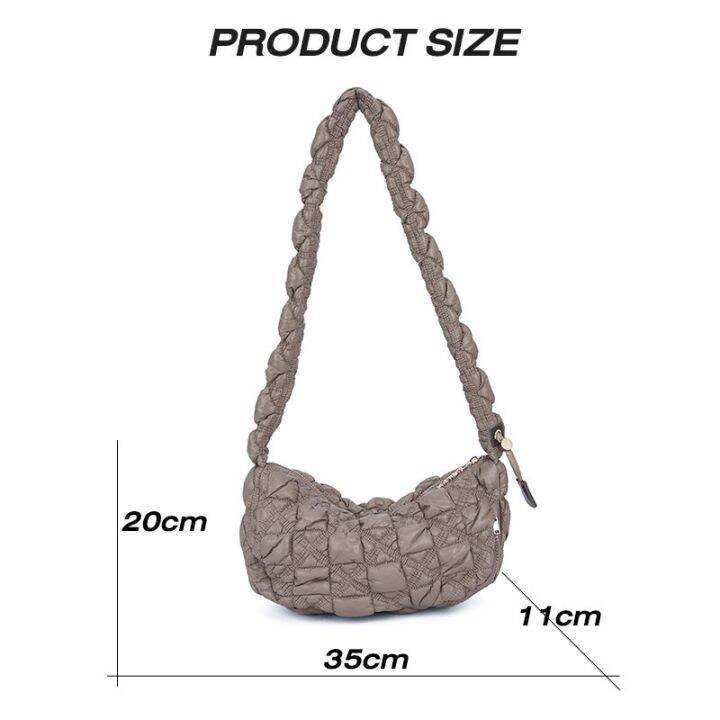 ganzha3965-mousoon-soft-bag-หญิงลําลองน้ําหนักเบา-กระเป๋าโฮโบ-ทรงก้อนเมฆ-แนวเกาหลี-ที่ห้อย-แถมฟรี