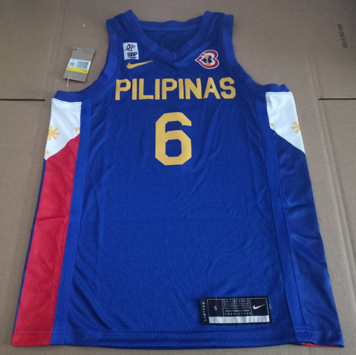 Heat Pressed Mens Fiba White Blue Gilas Pilipinas #00 Custom #6 ...