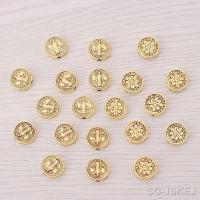 【hot】☂☃▨  30 x Antique Gold Color Benedict Medal Crucifix Metal Round Spacer Beads Charms Jewelry Making Accessories