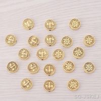 【CW】✻  30 x Antique Gold Color Benedict Medal Crucifix Metal Round Spacer Beads Charms Jewelry Making Accessories