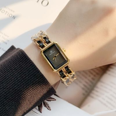 （A Decent035）PABLO RAEZ HotWomen LuxuryBlack Squ Wristwatch นาฬิกาผู้หญิงคุณภาพสูง