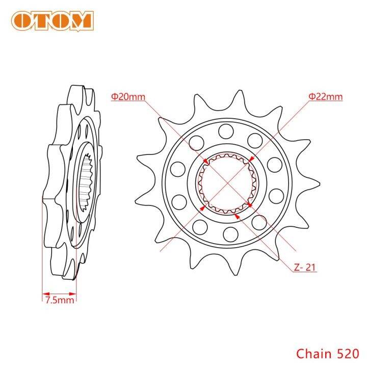 otom-เฟืองโซ่520-13t-สำหรับเครื่องยนต์ด้านหน้าอุปกรณ์เสริมรถจักรยานยนต์เฟืองพิเศษดีไซน์น้ำหนักเบาสำหรับ-crf250r-ฮอนด้า-cr125