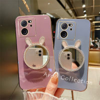 Phone Case เคส Xiaomi 13T Xiaomi13T Pro 5G ลดกระหน่ำเคสป้องกันเลนส์สีลูกอมแบบนิ่มพร้อมกระจกแต่งหน้าหูกระต่าย2023