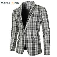 ZZOOI Men Jacket Elegant Black White Plaid Vintage Blazer Homme 2022 Korean Fashion Mens Social Business Terno Masculino Suit Jackets