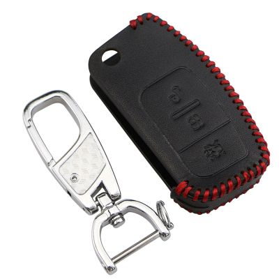 dfthrghd Leather Key Remote Cover Case Protect for Ford Fiesta Focus 2 Ecosport Kuga Escape 3 Buttons Car Flip Key Accessaries