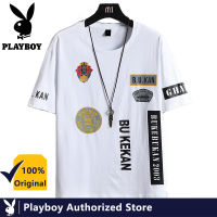 PLAYBOY 2021ชายฤดูร้อนผ้าฝ้ายคอกลมบุคลิกภาพสั้นแขน