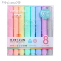 8Pcs Macaron Pastel Fluorescent Pen Chisel Tip Highlighter Pencil Cute Macron Candy Color Drawing Marker Pens Set Students Gift