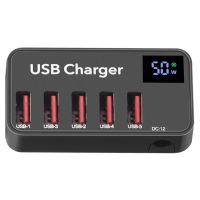 พอร์ตมัลติฟังก์ชั่นไฟฟ้ากระแสตรง12V 5พอร์ต USB ที่ชาร์จความเร็วสูงแสดงผลแบบดิจิตอล988A