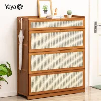 Shoe cabinet storage rack for home modern doorway, large capacity, simple and space-saving, ultra-thin solid wood balcony, tipping bucket storage