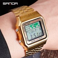 [COD] new square hand electronic watch fashion sports multifunctional world map mens waterproof