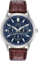 Citizen Eco-Drive Corso Mens Watch, Stainless Steel with Leather strap, Classic, Brown (Model: BU2070-12L)