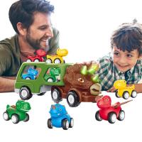 Dinosaur Truck Durable Dinosaur Transport Car with Music Dinosaur Truck for Kids with 4 Soft Rubber Dinosaur Car VehiclesCars Preschool Toys Gift for Birthday Childrens Day vividly