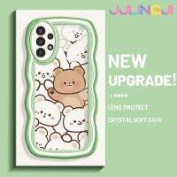 Jlingji เคส A04s A13กาแลคซี5G ลายหมีน่ารักเต็มจอขอบเป็นคลื่นกันกระแทกแบบใสนิ่มเคสมือถือโปร่งใสลายกล้องถ่ายรูปที่สร้างสรรค์เคสซิลิก้าเจลฝาครอบป้องกัน