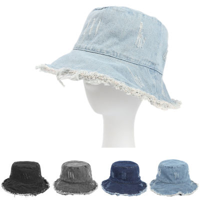 หมวกชาวประมงผ้ายีนส์กอโรสฮิปฮอปหมวกทรงถังแฟชั่นของผู้หญิงหมวกขอทานกลางแจ้งหมวกบ๊อบ Unisex แฟชั่น