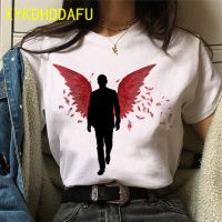 Lucifer Morningstar T Shirt Women Streetwear Funny Top Tee Harajuku New Vintage Tshirts Women Tv Show Casual Graphic Female T-shirt 6O47