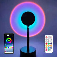 16 Colors APP Sunset Projector Lamp Rainbow Atmosphere Led Night Light for Home Bedroom Coffe Shop Background Sefie Lightings