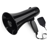 35 Watt Power Portable Megaphone Speaker PA Bullhorn With Detachable Handheld Microphone  Built-In Siren (Black) Megaphones