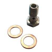 2 Pcs M10X1.25 Stainless Steel Bolts Brake Hose Line Fitting Adapter with 4 M10 Copper Washers