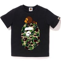 【New】BAPE clothing summer pe head cartoon camouflage round neck short-sleeved T-shirt