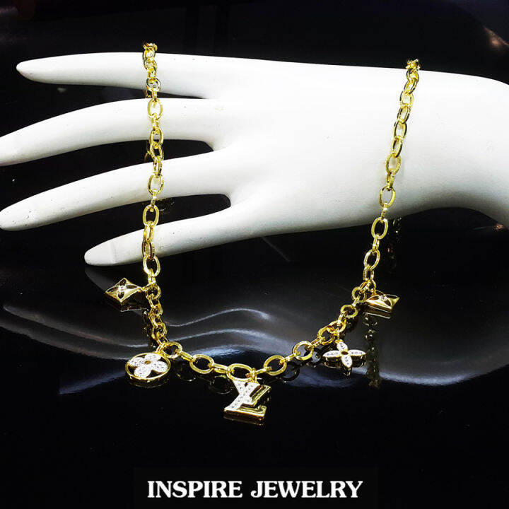 inspire-jewelry-สร้อยคอสังวาลย์ทอง-น้ำหนัก-1-บาท-งานทองไมครอน-ชุบเศษทองคำแท้-ยาว-17-นิ้ว-สร้อยคอปรับไซด์ได้-งานแฟชั่น-ห้อยตัวอักษร