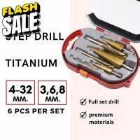 ดอกสเต็ป ทรงเจดีย์ เจาะขยาย คว้านรู ขนาด 4-32 มม. Step Drill Titanium Size 4-32mm. 3 Pcs.Set / 6 Pcs.Set #ดอกสว่าน  #ดอกสว่านเจาะปูน  #ดอกสว่านเจาะไม้  #สว่าน  #อุปกรณ์ช่าง