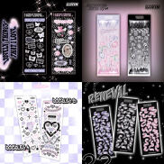 Tấm sticker bling bling nhiều họa tiết decor toploader, trang trí
