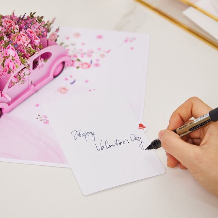 การ์ดอวยพรคาราวานดอกไม้สวยๆการ์ดวาเลนไทน์วันวาเลนไทน์ของขวัญสำหรับภรรยาคู่รักแฟนสาวป๊อปอัพ3d-การ์ด