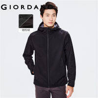 GIORDANO Men Jackets Fleece-Lined Waterproof Windbreakers Solid Color Multi-Pocket Windproof Casual Hooded Jackets 01072679