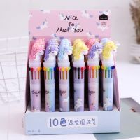 【❂Hot On Sale❂】 miciweix ปากกาลูกลื่นหนา10สีอุปกรณ์เครื่องเขียนยูนิคอร์นสำนักงานโรงเรียนปากกาสายรุ้ง