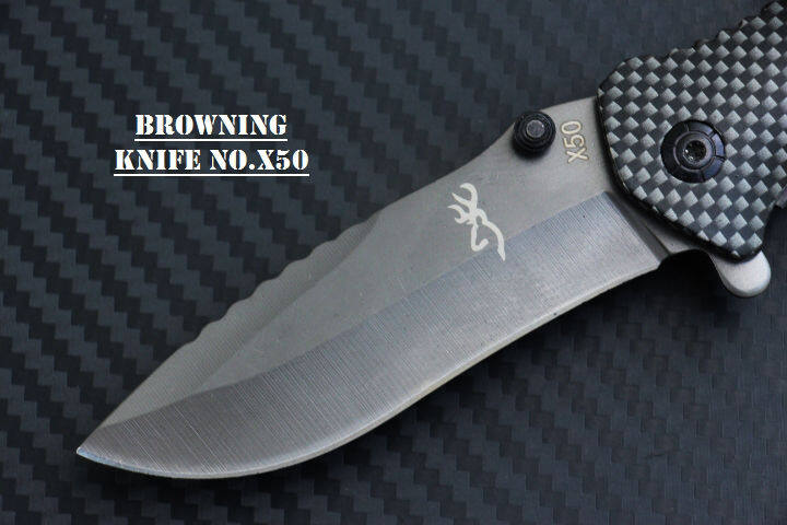 มีดพับ-browning-x50-ด้ามไม้ลายคาร์บอนไฟเบอร์