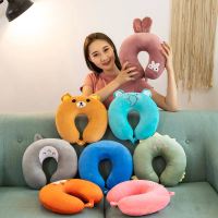 Adult Children Travel Pillow Soft Short Plush Cartoon U-shaped Pillow Portable Outdoor Nap Flight Neck Pillow Nursing Cushion Travel pillows