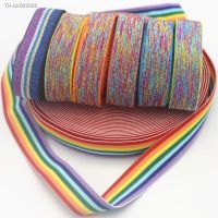 ◐ Glitter Rubber Elastic Band 25mm Colorful Stripe Webbing Waist Band DIY Handmade Sewing Headdress Clothing Case Bag Accessories