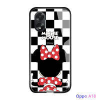 เคสใส่โทรศัพท์สำหรับ OPPO A18 A38การ์ตูนมิกกี้หรูดีไซน์มินี่กระจกเทมเปอร์เคสมันวาวกันกระแทกเคสฝาหลัง