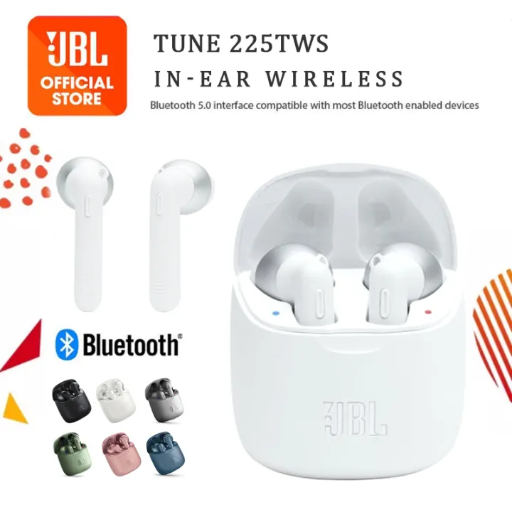 Jbl Kopfhörer T225 Tws Weiß Test หูฟังบลูทูธJBL T225 TWS หูฟัง หูฟังไร้สาย เสียงเบสแน่น True Wireless