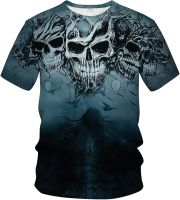 Hehanus Mens Skull Print Short Sleeve T-Shirt Novelty Graphic Tee Shirt