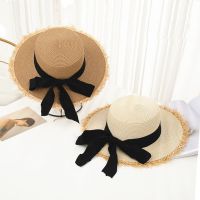 Tassel Female lace bow bowknot straw hat Summer Women ladies casual floppy Sun hat Ribbon Sunscreen cap for beach