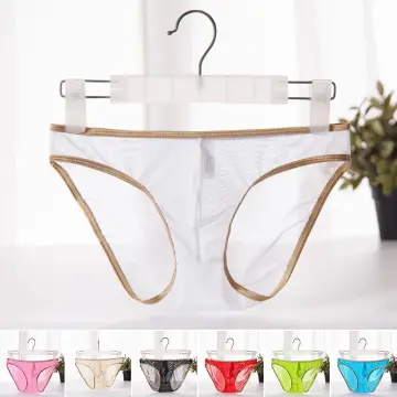 Mens Thong Comfortable Ice Silk Transparent Skinny Thin Ultra Low Waist  Panties