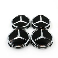 4PCS 75Mm สีดำสติ๊กเกอร์ติดล้อหมวกป้ายโลโก้สติ๊กเกอร์โลโก้สำหรับ Mercedes Benz W204 W211 W212