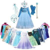 Princess Costumes For Kids Halloween Christmas Party Cosplay Snow Queen Fancy Dresses Girls Snowflake Prom Gown