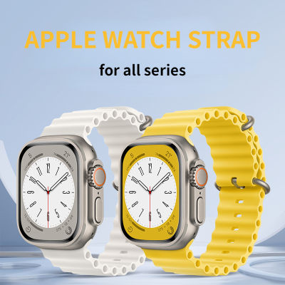 Ocean สำหรับ Apple Watch Band 49มม. 45มม. 44มม. 40มม. 41มม. 42มม. 49 45มม. ซิลิโคน Correa สร้อยข้อมือ I นาฬิกา Ultra Serie 7 6 3 Se 8