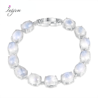 925 Sterling Silver celet Natural Moonstone Moonlight Stone celet 18cm Gemstone Tennis Bangle Jewelry Anniversary Gift