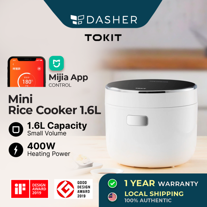 Tokit Mini Rice Cooker 1.6L Small Size 400W Heating Power Display