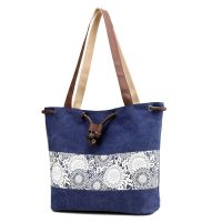 New ethnic style canvas one-shoulder woman bag with a retro print bag