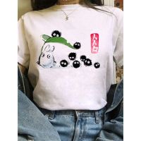 2023 Totoro Studio Ghibli Harajuku ผู้หญิงแบบน่ารัก Ulzzang Miyazaki Hayao ตลกการ์ตูนแฟชั่นเสื้อยืดน่ารักการ์ตูน Top Tee