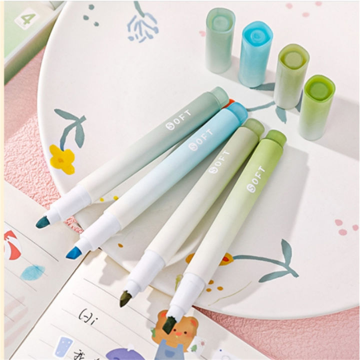 school-office-supplies-cute-highlighters-gradient-highlighters-kawaii-stationery-macaron-highlighter-pens