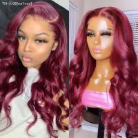 99J Burgundy Wig Glueless Pre Plucked Hairline Wig With Baby Hair Synthetic Lace Wigs For Women Body Wave Heat Resistant Fiber [ Hot sell ] ea1voy