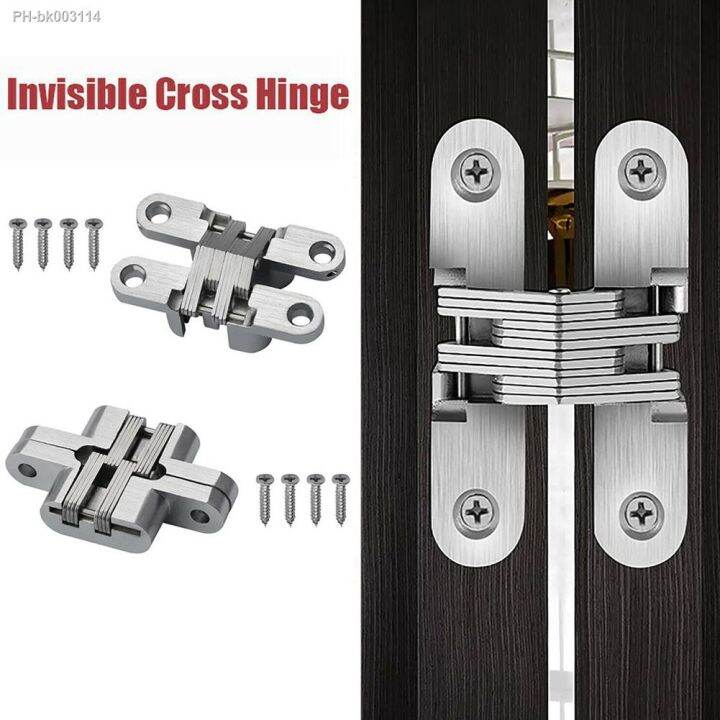 2pcs Concealed Hinge Folding Door Hinges Wooden 180 Degree Invisible