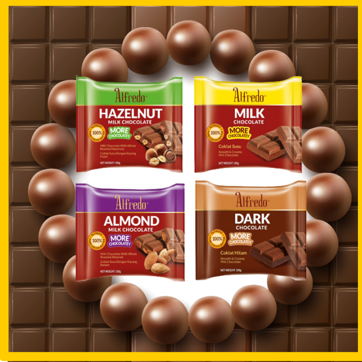 Alfredo Bar Assorted [Almond/Milk Chocolate/Hazelnut/Dark Chocolate